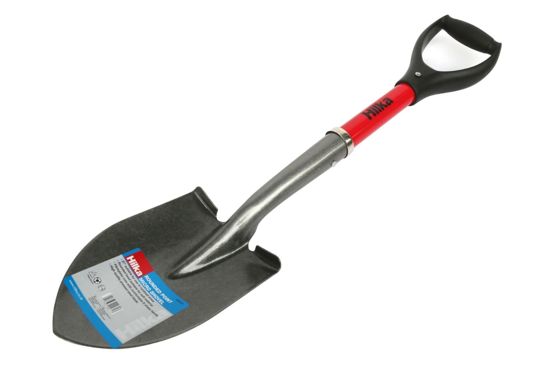 Hilka Rounded Point Micro Shovel - 27" (Inch) - D Handle / Fibreglass Shaft