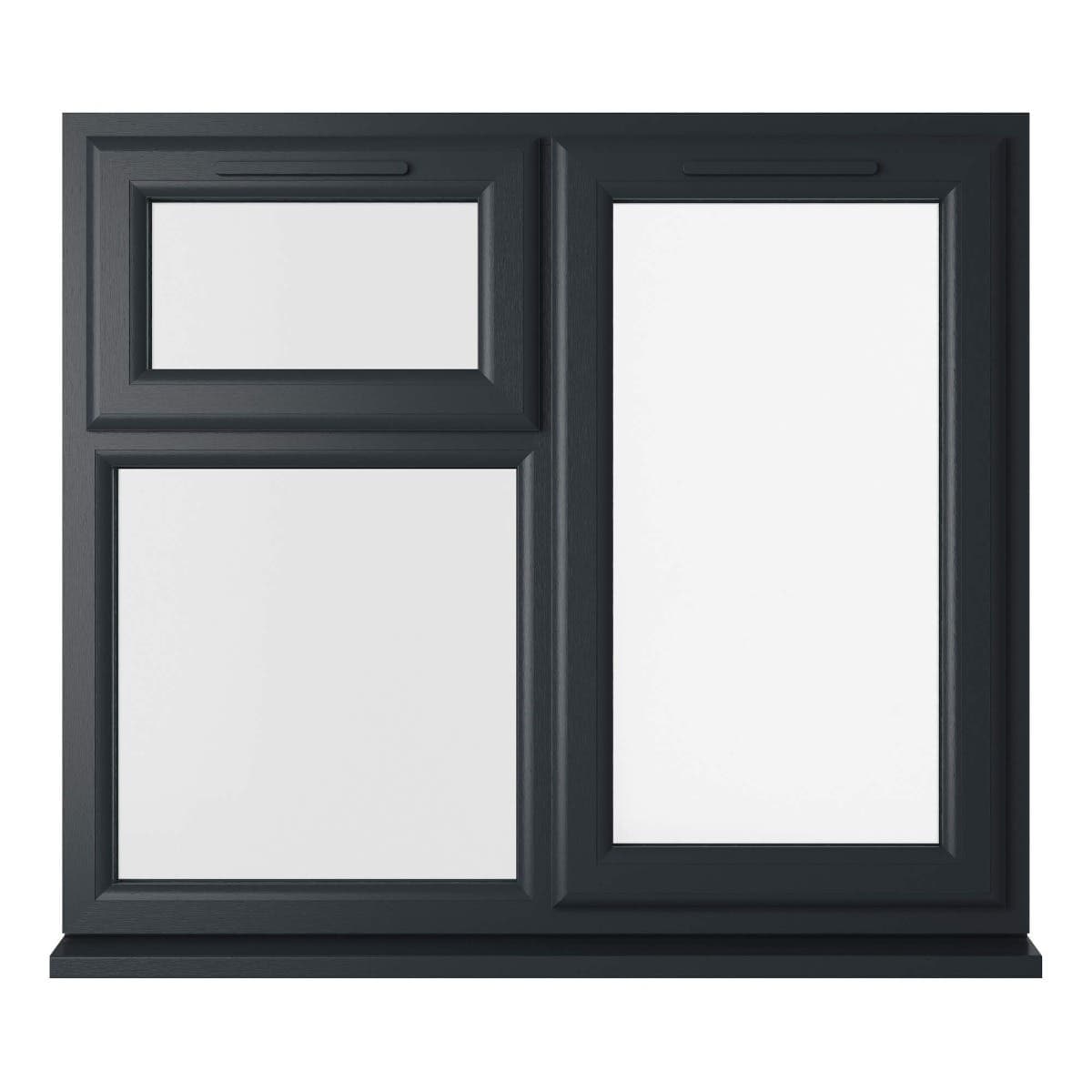 uPVC Grey/White Triple Glazed Window - Right Handed - Side Hung/Top Opener - Clear Glass - 1190 x 115mm