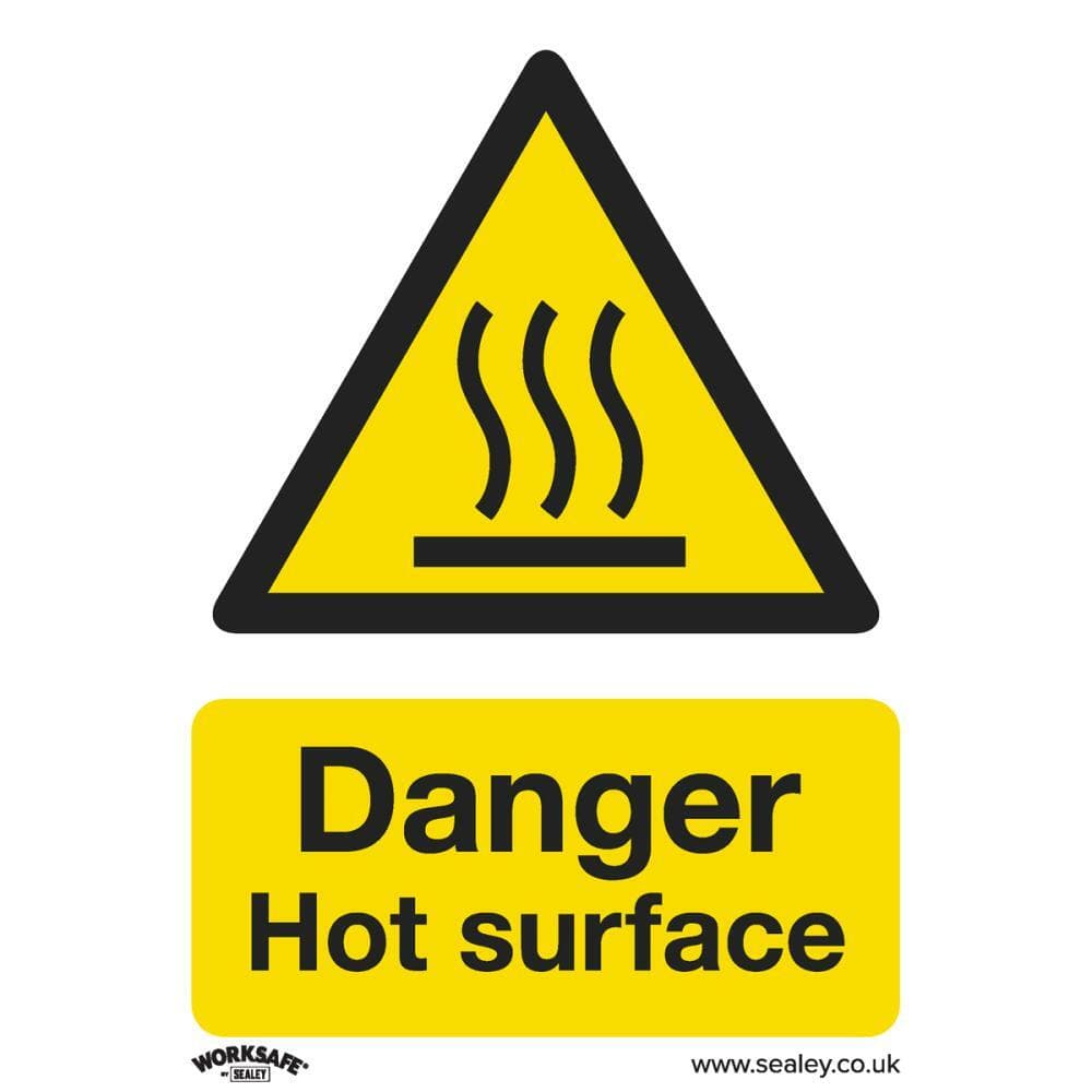 Sealey SS42V10 Warning Safety Sign - Danger Hot Surface - Self-Adhesive Vinyl - Pack Of 10