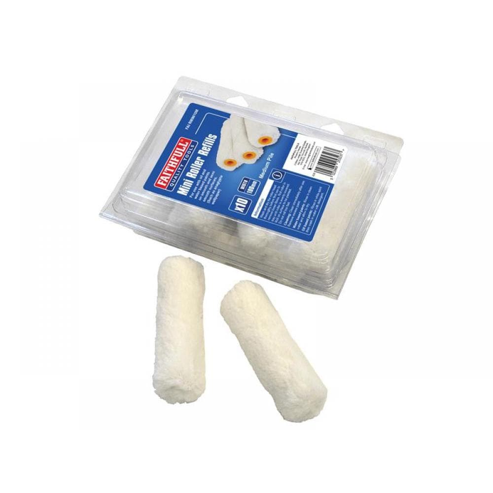 Faithfull 750442R4/750442R16 Medium Pile Mini Roller Refills 100Mm (4In) Pack Of 10