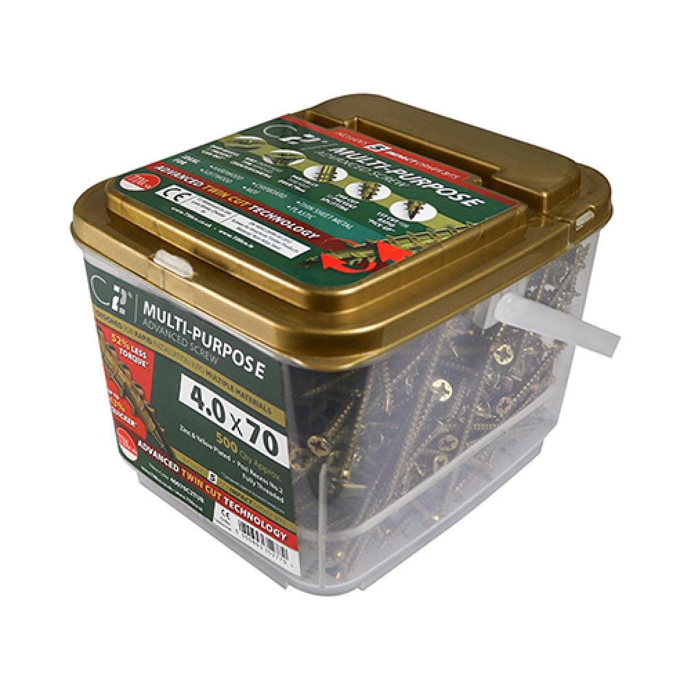 Timco 50080C2TUB C2 Strong-Fix Multi-Purpose Premium Screws - Pz - Double Countersunk - Yellow 5.0 X 80 Tub 350