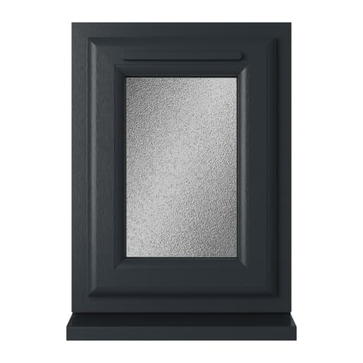 Crystal Double Glazed uPVC Grey/White Window Top Opening 440mm x 610mm Obscure