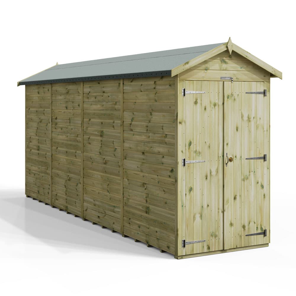 Powersheds 16x4 Premium Powersheds Apex No Windows Double Doors