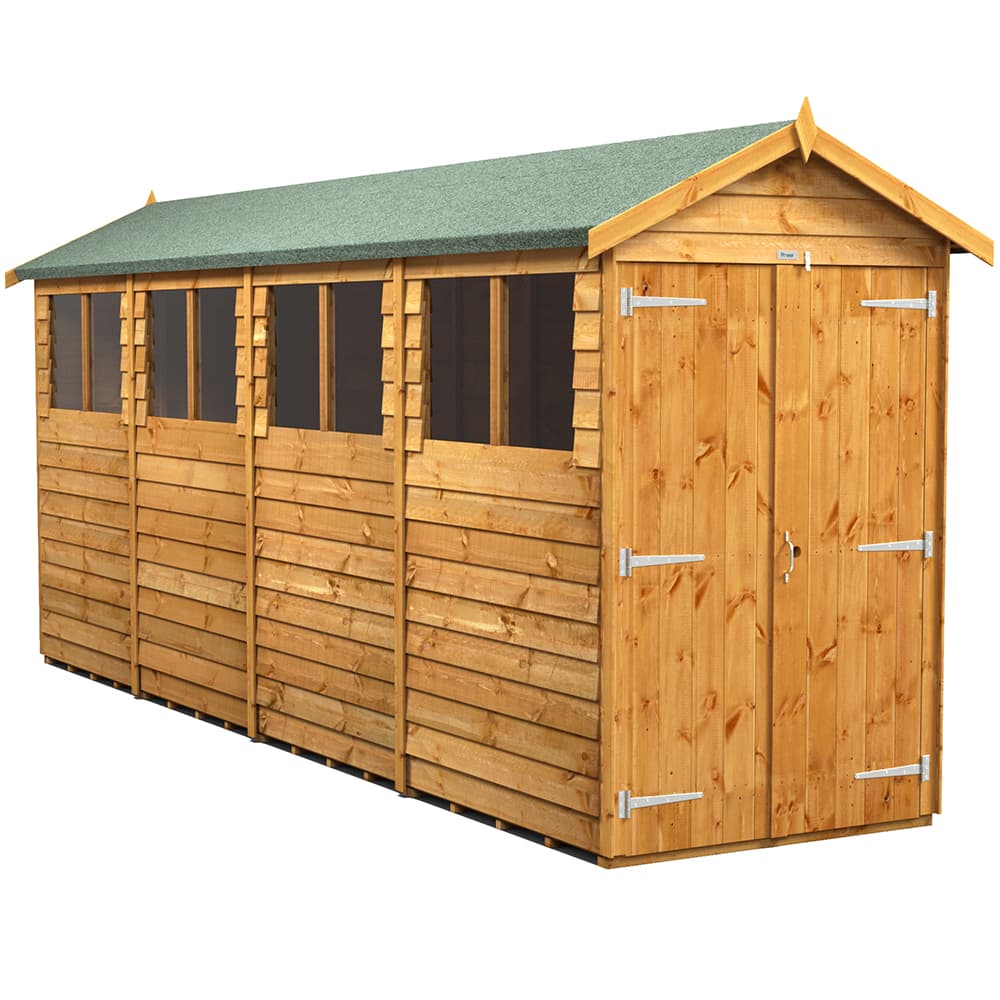 Powersheds 16 x 4 Power Overlap APEX, Double Doors