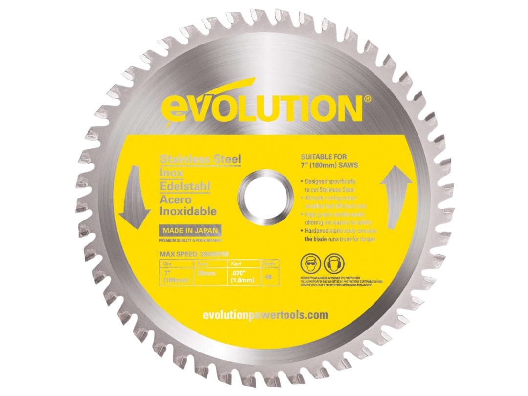 Evolution Stainless Steel Cutting Circular Saw Blade 180 x 20mm x 48T EVOBLADESS