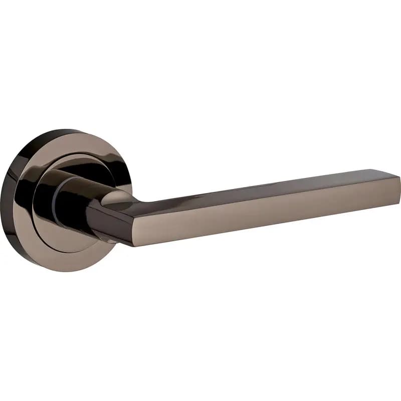 Scylla Lever Door Handle on Rose - Black Nickel - Pair - Designer Levers