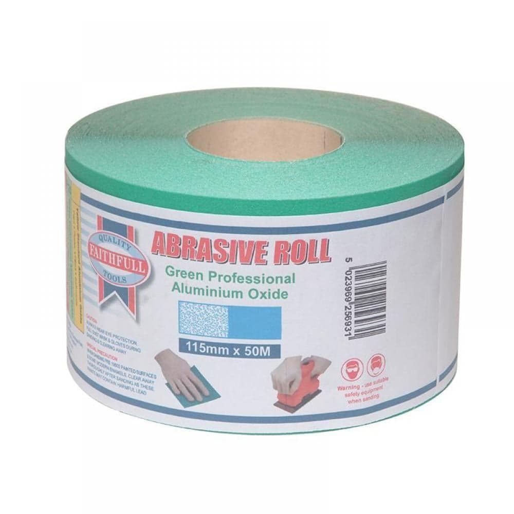 Faithfull 000283 Aluminium Oxide Sanding Paper Roll Green 115Mm X 50M 40G