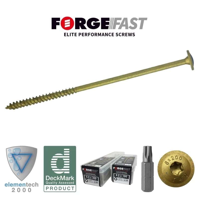 Forgefast FFCS8220 Elite Construction Screws 8.0 X 220Mm (Tub Of 35)