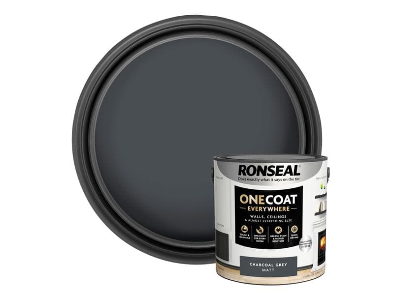 Ronseal One Coat Everywhere Interior Paint Charcoal Grey Matt 2.5 Litre KCB.7015103.12804.76