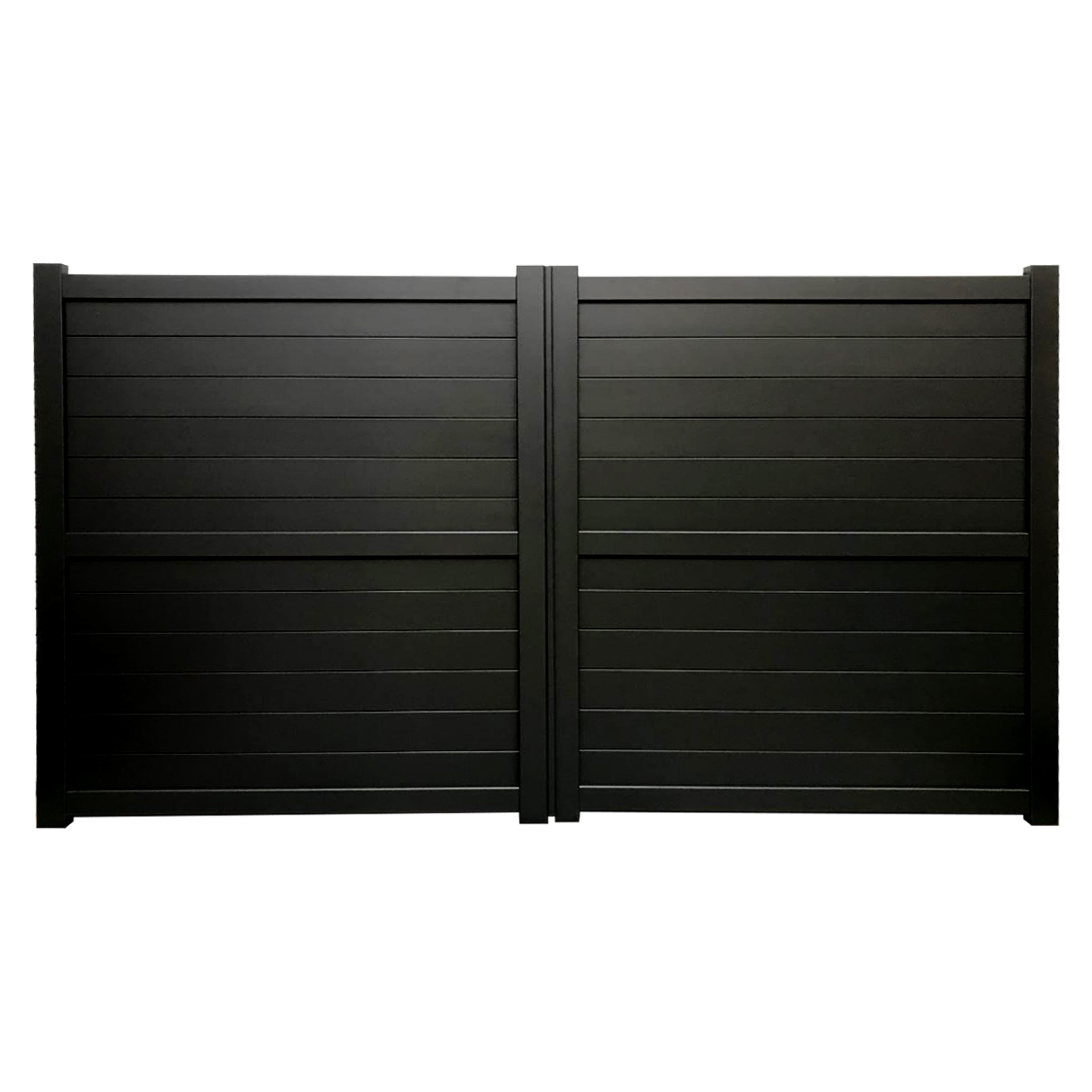 Dartmoor Double Swing Flat Top Driveway Gate with Horizontal Solid Infill 3000 x 1600mm Black