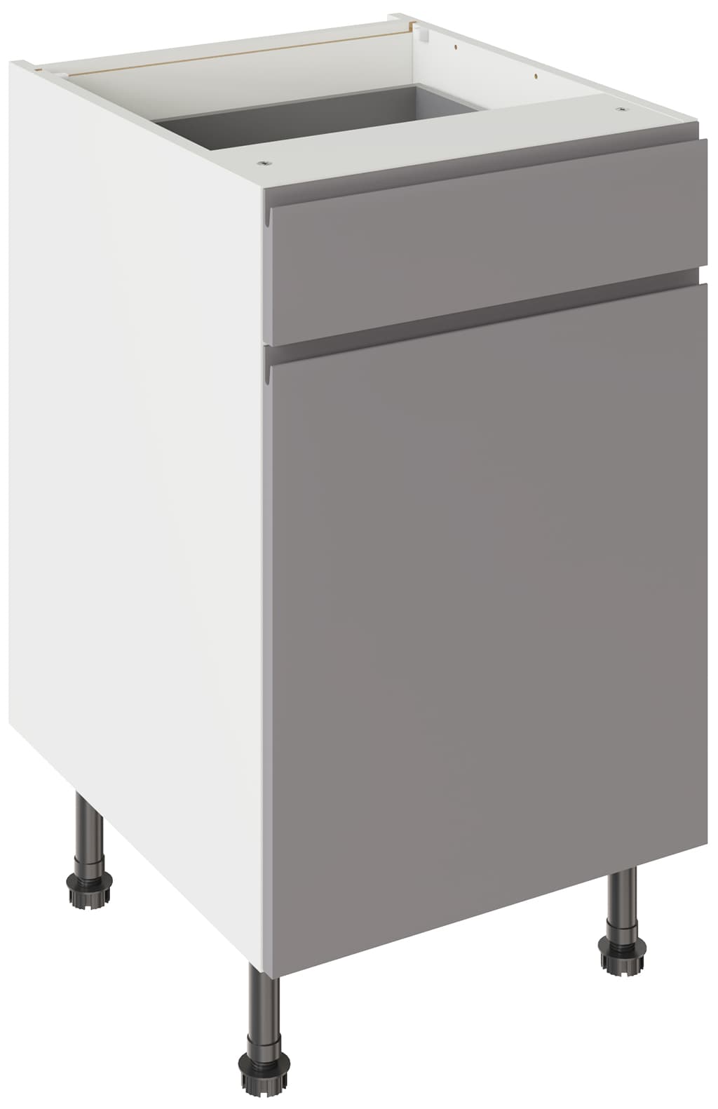 Kitchen Kit Flatpack 500 Drawerline Base Cabinet J-Pull Super Gloss Dust Grey