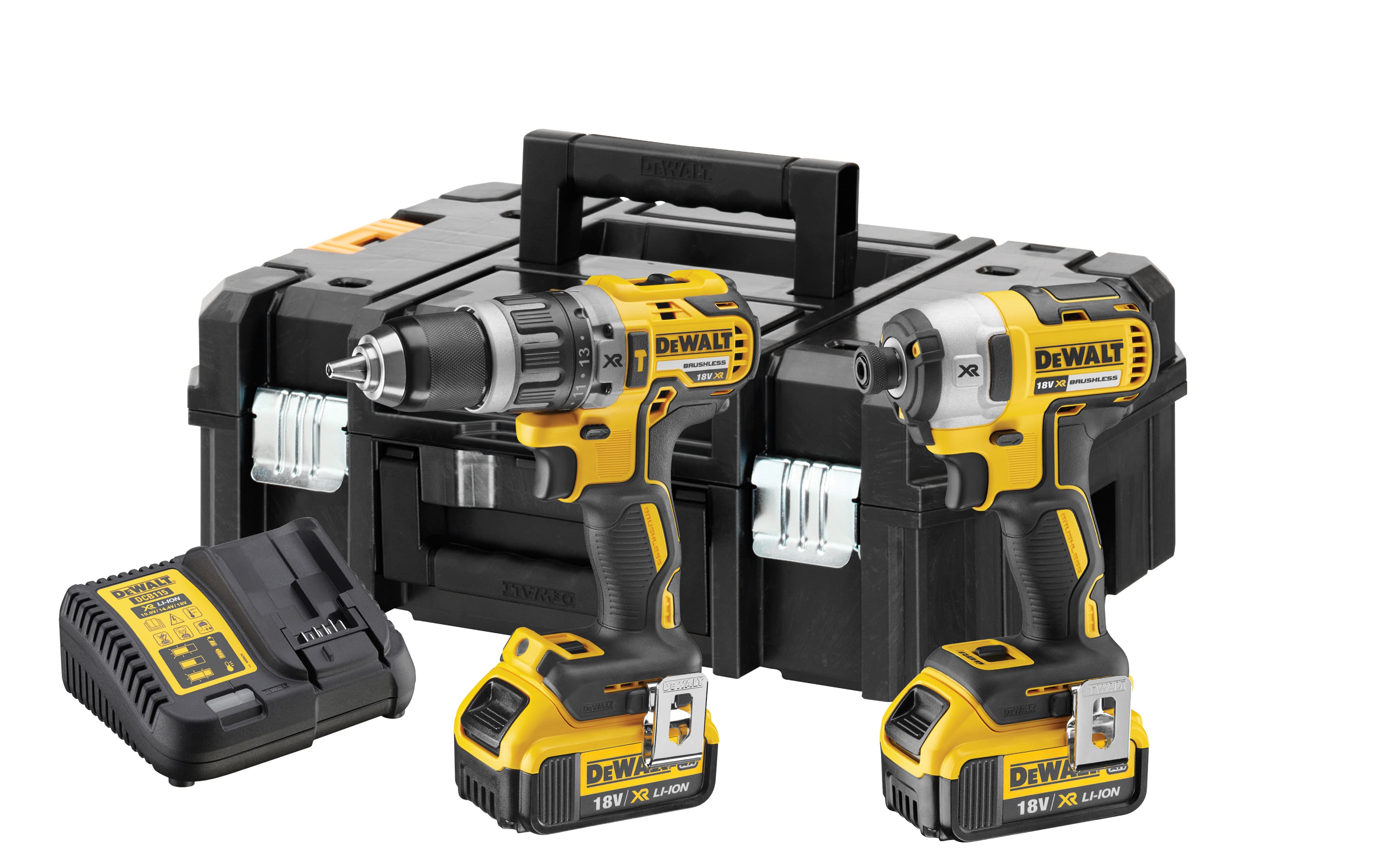 DeWalt 18V Xr Compact Brushless Combi & Impact Drill Twin Pack, 13mm