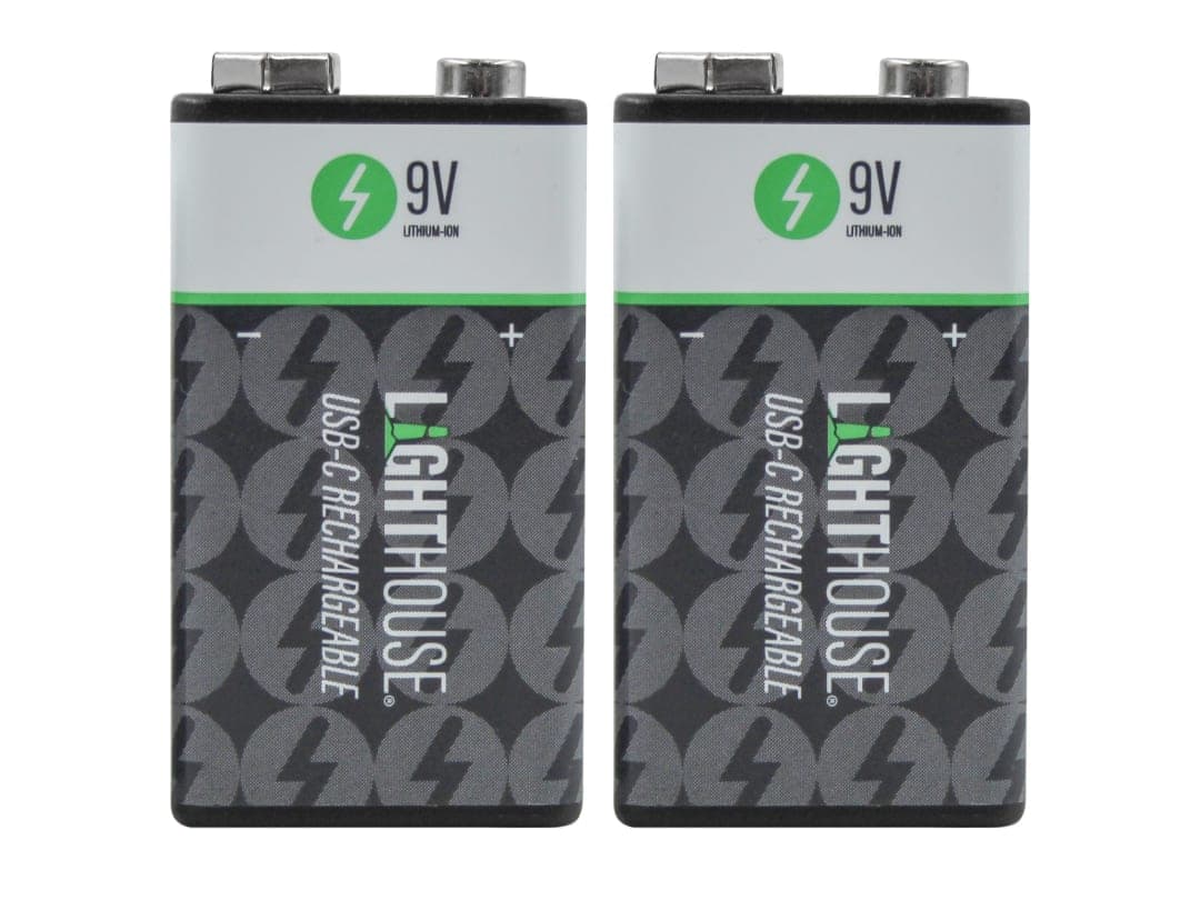 Lighthouse 9V USB-C Rechargeable Li-ion Battery Pack of 2