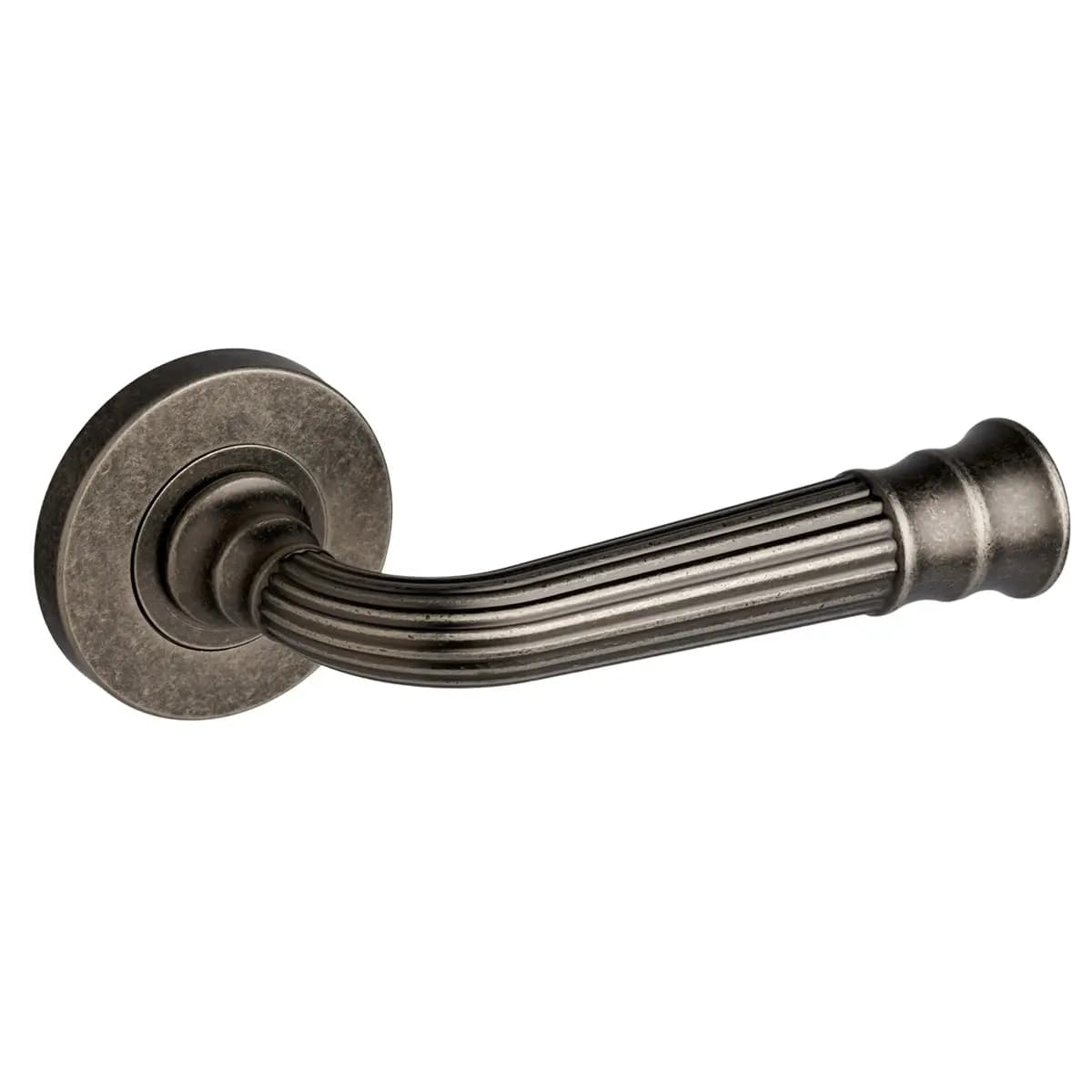 Whitby Lever on Large Rose Door Handle - Antique Pewter - Pair - Designer Levers