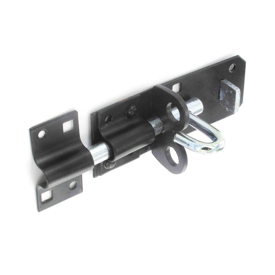 Steel Brenton Padlock Gate Bolt - 100mm - Black Powder Coated - Hardware Solutions