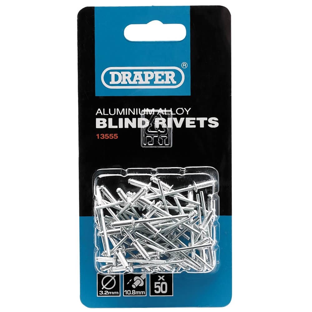 Draper 13555 Blind Rivets 3.2 X 10.8Mm (50 Piece) per card