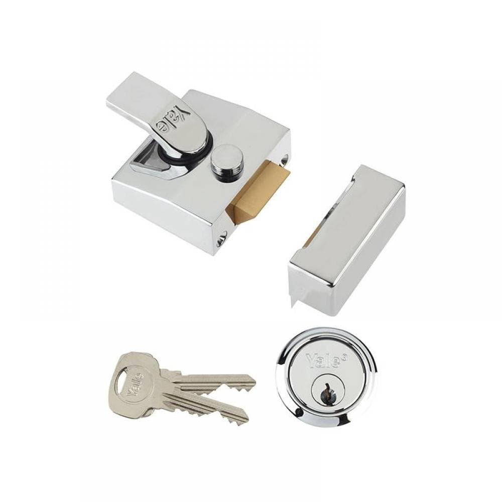 Yale Locks 630085001162 85 Deadlocking Nightlatch 40Mm Backset Chrome Finish Box