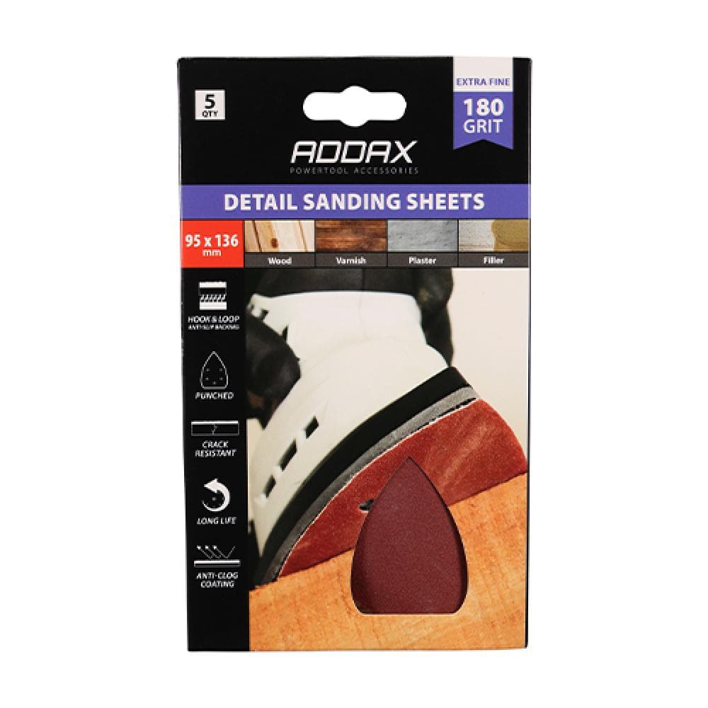 Timco 231811 Detail Sanding Pads - 180 Grit - Red 95 X 136Mm Pack 5
