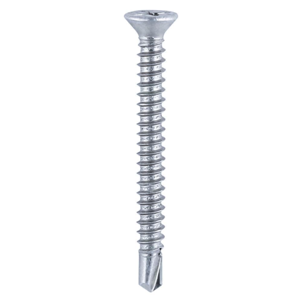 Timco 122Z Window Fabrication Screws - Countersunk With Ribs - Ph - Self-Tapping - Self-Drilling Point - Zinc 3.9 X 19