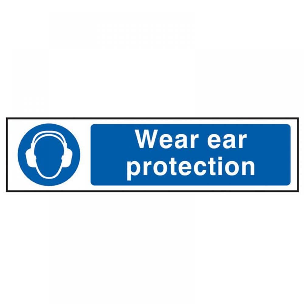 Scan 5016 Wear Ear Protection - Pvc Sign 200 X 50Mm