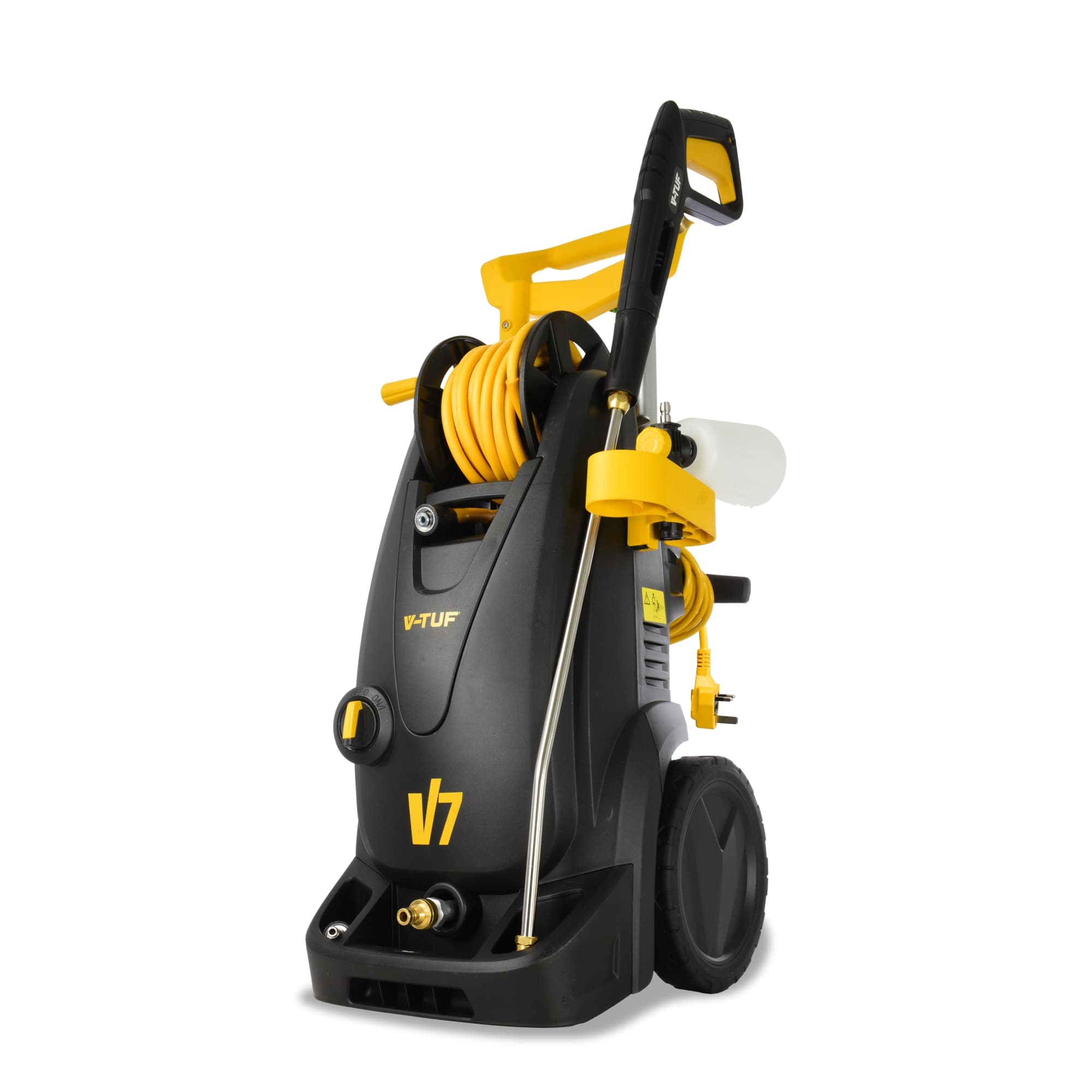V-Tuf V7 240V 195Bar, 7.2L/min Tough Diy Electric Pressure Washer - with Professional Accessories & 10m Hose Reel