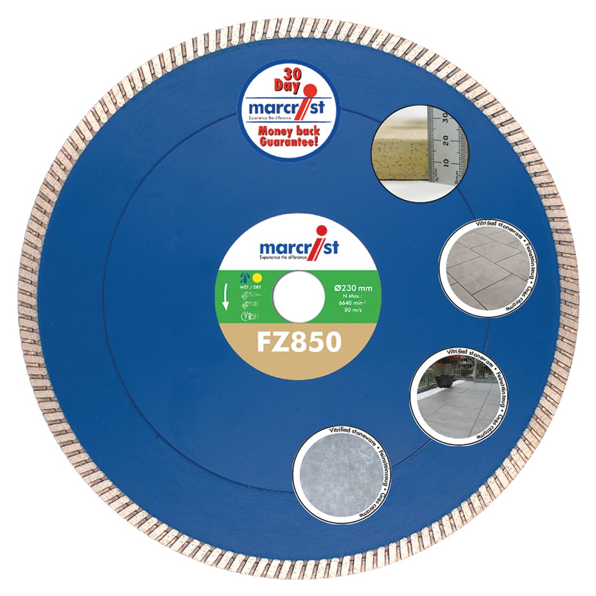 Marcrist FZ850 230 x 22.23mm Porcelain Tile Diamond Blade