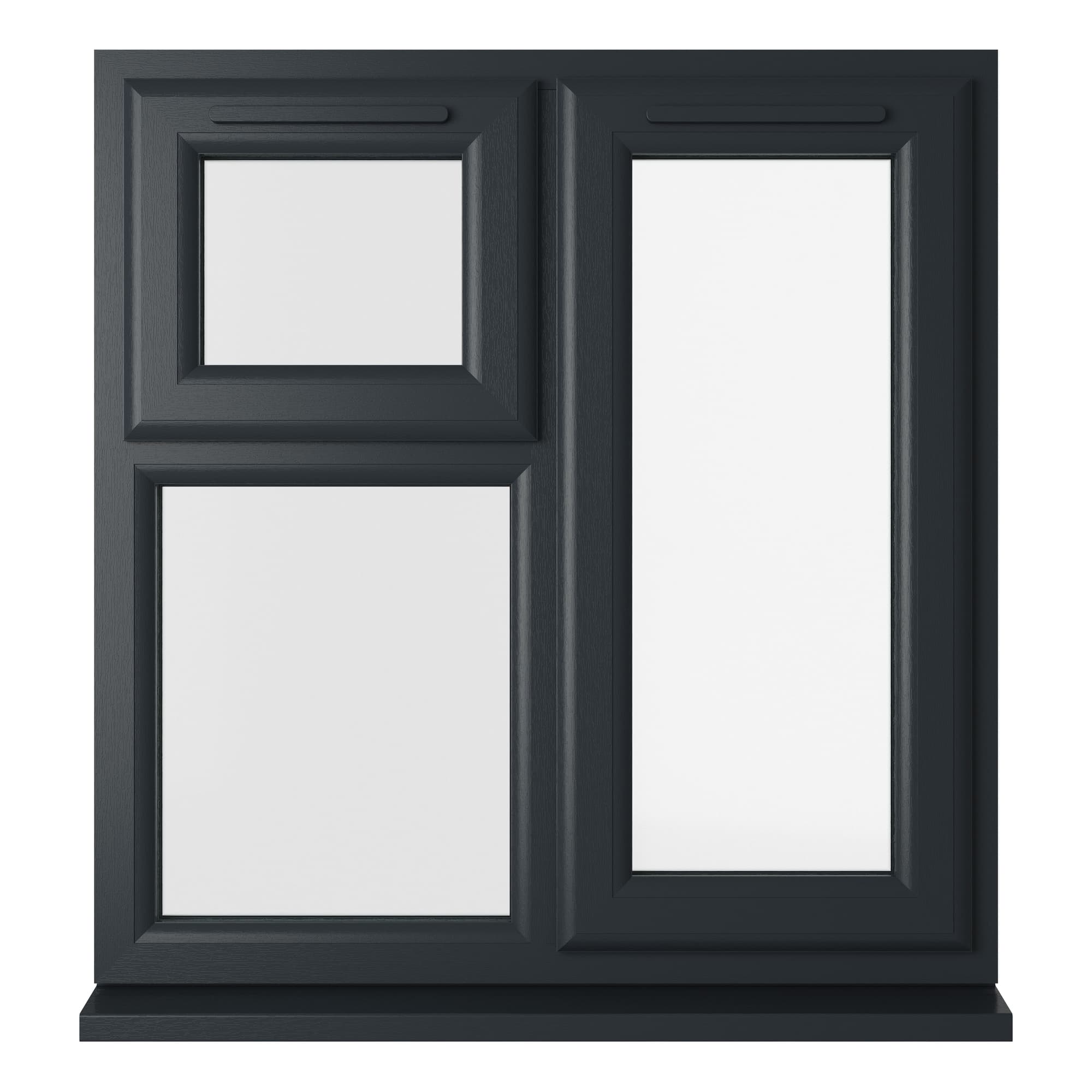 Crystal Double Glazed uPVC Grey/White Window Top & Right Hung 905mm x 965mm Clear