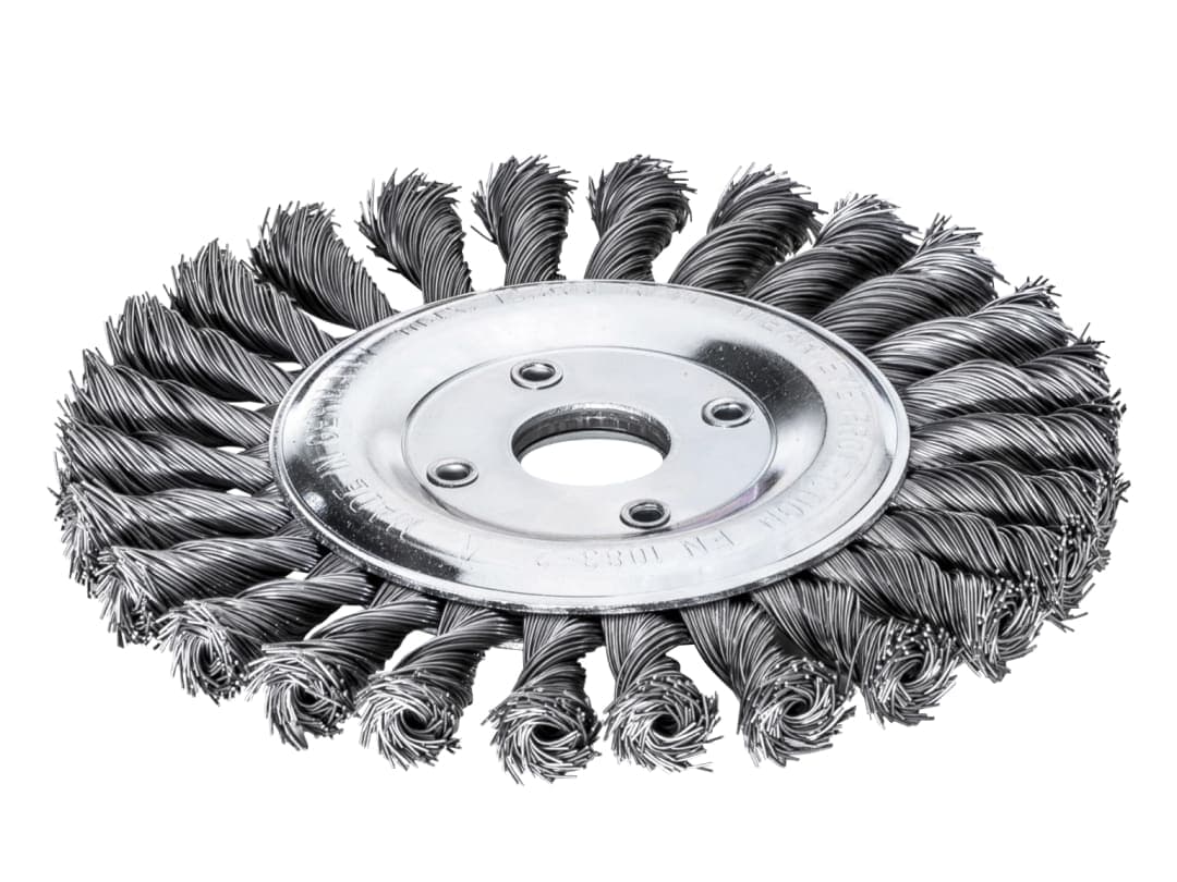 Lessmann Knot Wheel Brush 125 x 14mm 22.2mm Bore, 0.50 Steel Wire 473.211