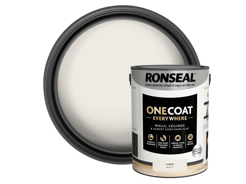 Ronseal One Coat Everywhere Interior Paint Linen Matt 5 Litre KCB.7015103.22204.81