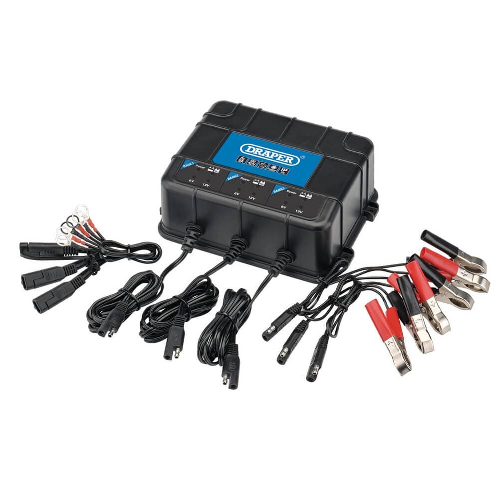 Draper 53172 6/12V 3 Bank Charger Station each 1