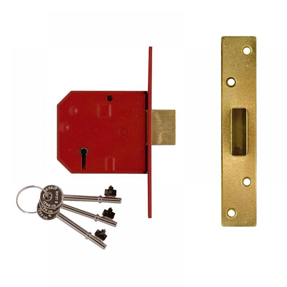 Union Y2134E-PL-2.50 2134E 5 Lever Bs Mortice Deadlock Satin Brass Finish 67Mm 2.5In Visi