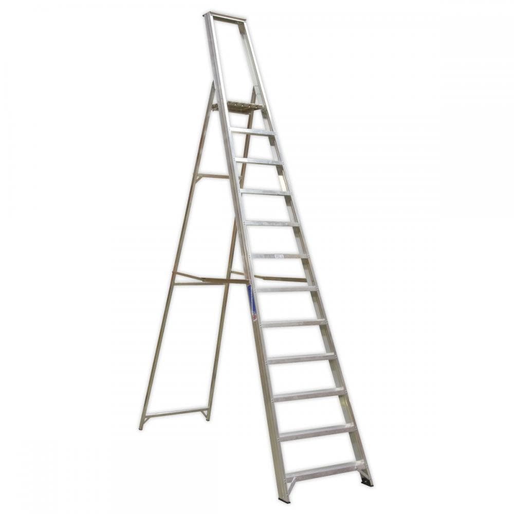Sealey AXL12 Aluminium Step Ladder 12-Tread Industrial Bs 2037/1
