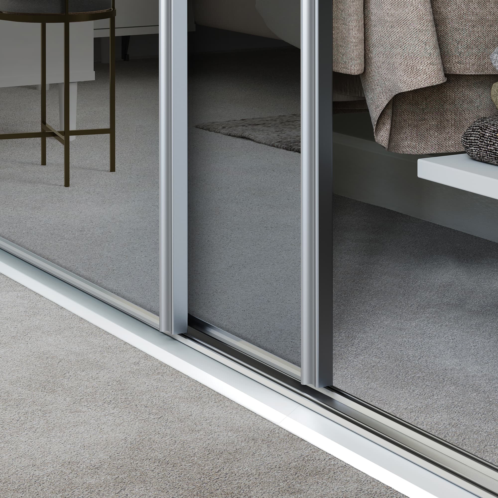 Spacepro Silver Steel and Glass Heritage Frame Mirror Sliding Doors, Size: 2390x2260mm