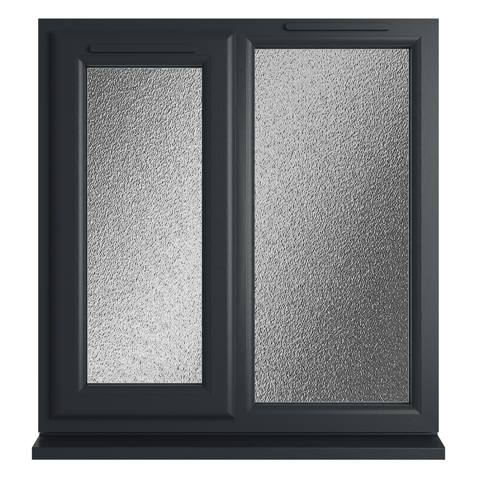 Crystal Triple Glazed uPVC Grey/White Window Left Hung 905mm x 965mm Obscure