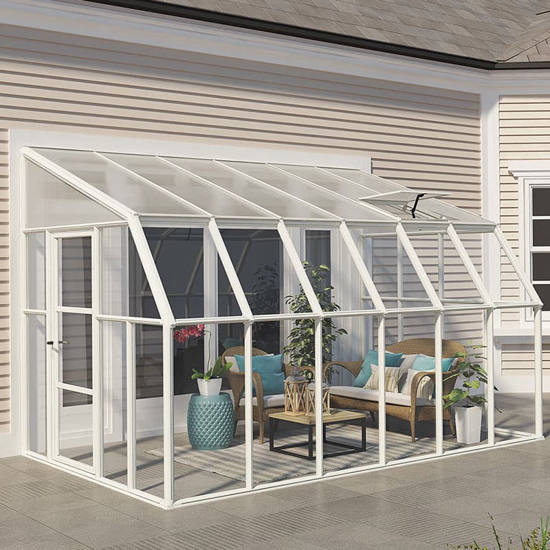 8â x 12â Palram Canopia Rion White Sun Room Walk-In Wall Greenhouse (2.4m x 3.6m)