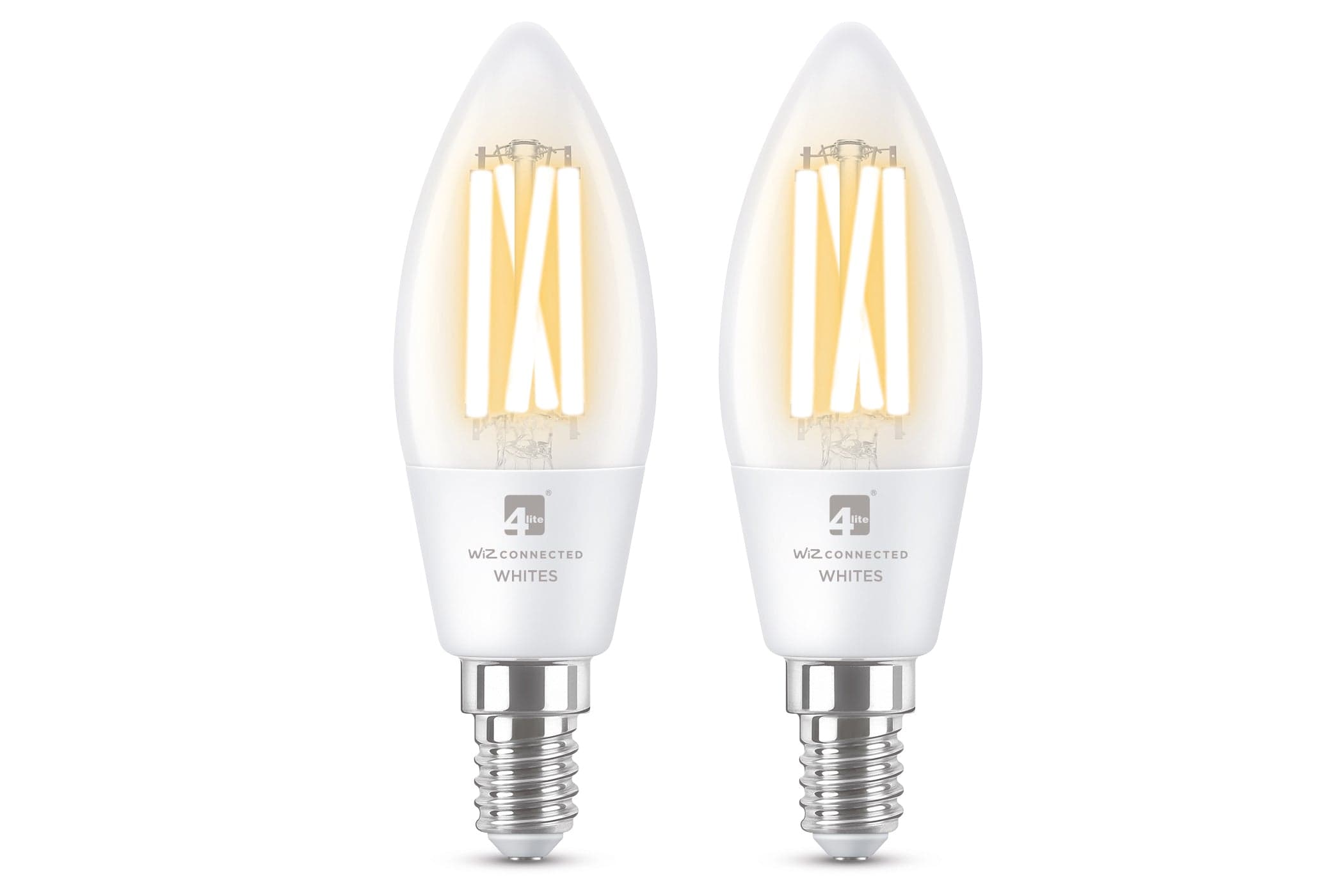 4lite WiZ Connected C35 Candle Filament White WiFi LED Smart Bulb - E14 Small Screw