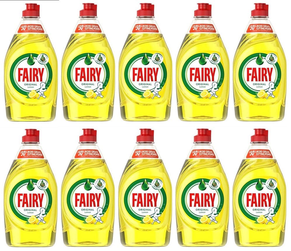 10 x Fairy Lemon Washing Up Liquid With Liftaction 320 Ml