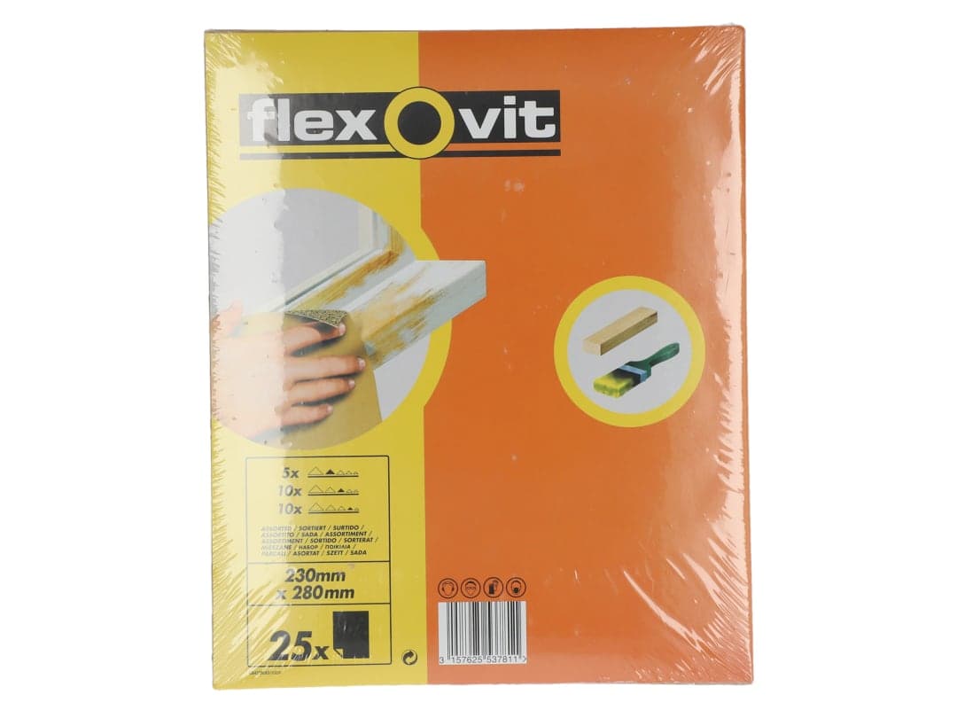 Flexovit Glasspaper Sanding Sheets 230 x 280mm Assorted (25) 63642526563