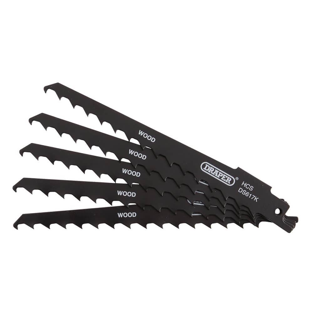 Draper 43066 Reciprocating Saw Blades For Wood And Plastic Cutting 150Mm 3Tpi (Pack Of 5) each 5