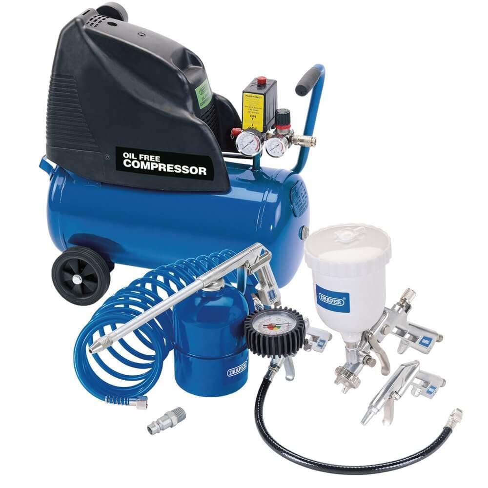 Draper 25936 Direct Drive Oil Free Air Compressor 24L & Air Tool Kit each