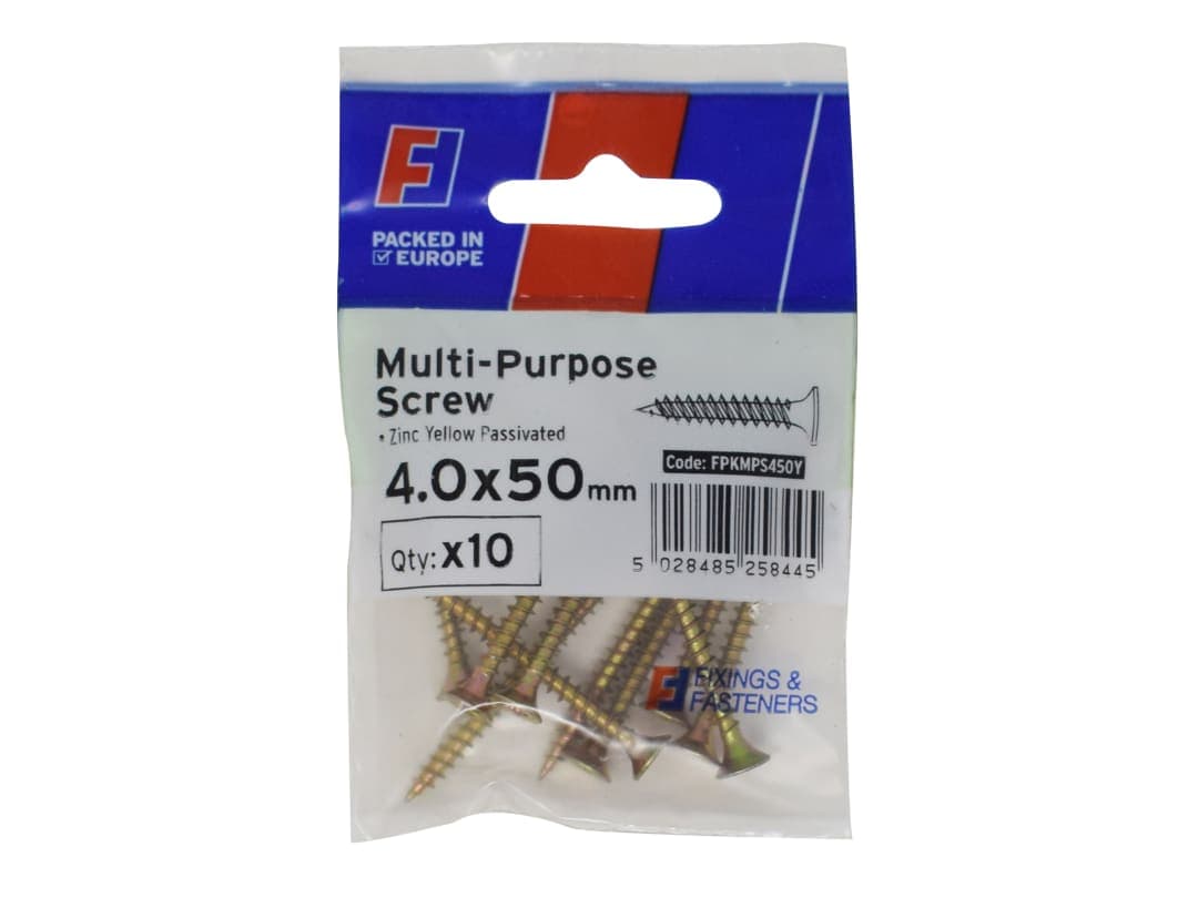 ForgeFix Multi-Purpose Pozi Screw CSK ST ZYP 4.0 x 50mm ForgePack 10 FPKMPS450Y