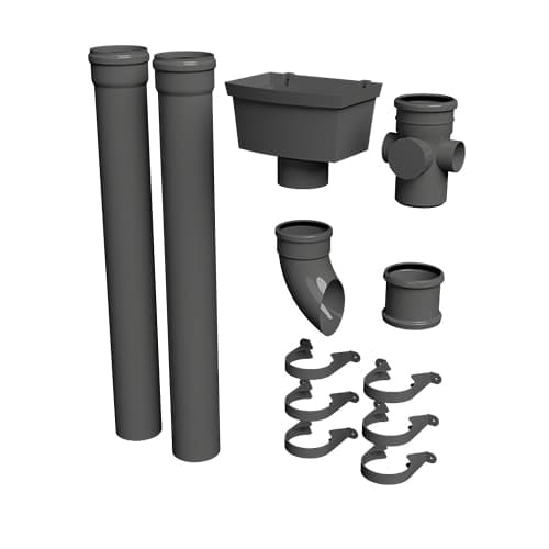 FloPlast 110mm Industrial/Xtraflo Downpipe Kit - Hopper w Access Pipe - Grey