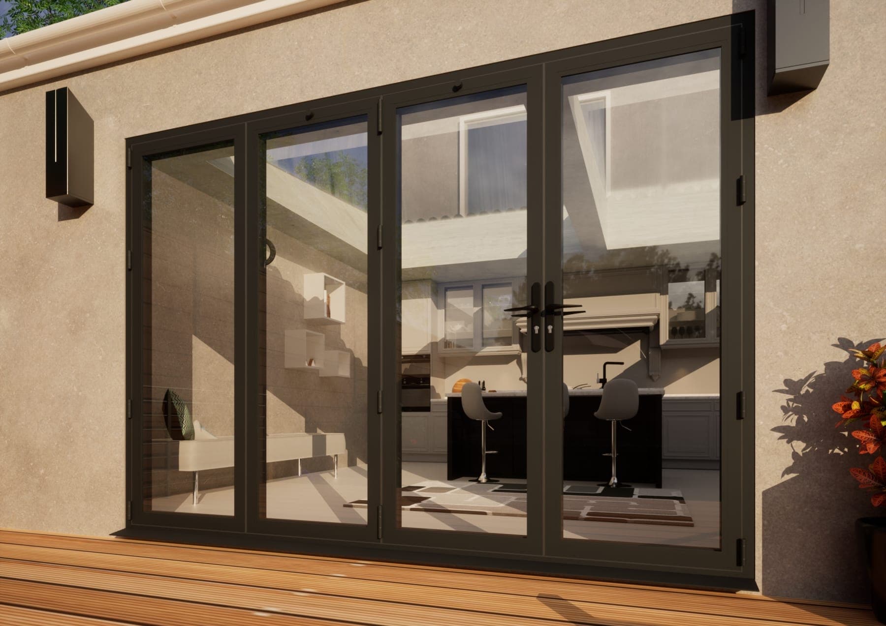 Aluminium Bifold Door Part Q Compliant - 3000mm Anthracite Grey - 3 Left 1 Right