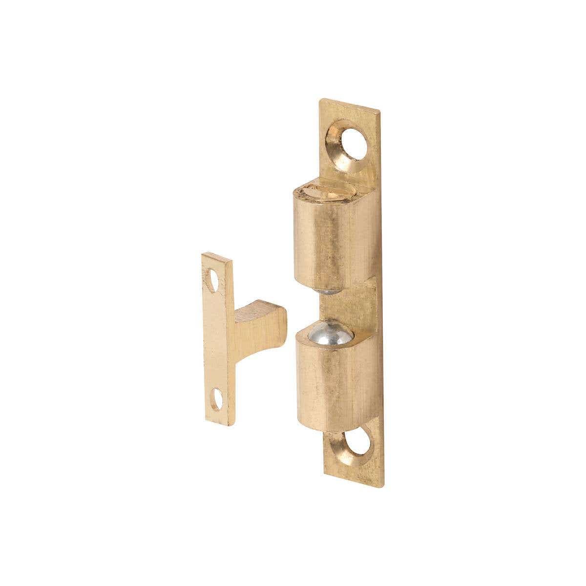 Adjustable Double Ball Cupboard Catch 50mm Polished Brass Pack of 10