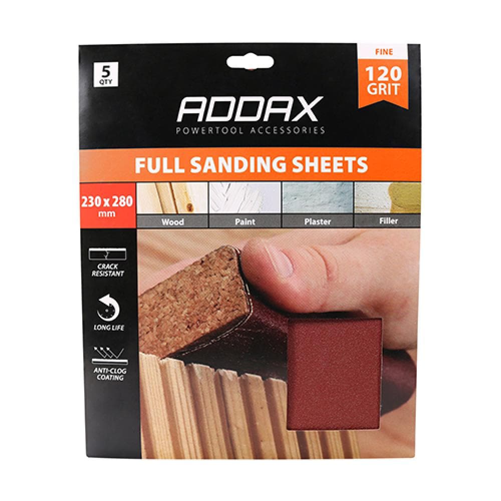 Timco 231191 Sanding Sheets - 120 Grit - Red 230 X 280Mm Pack 5