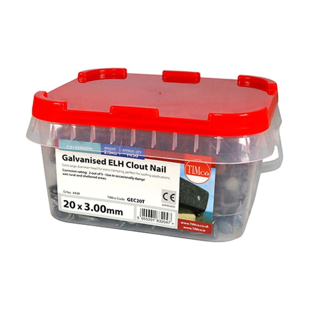 Timco GEC20T Extra Large Head Clout Nails - Galvanised 20 X 3.00