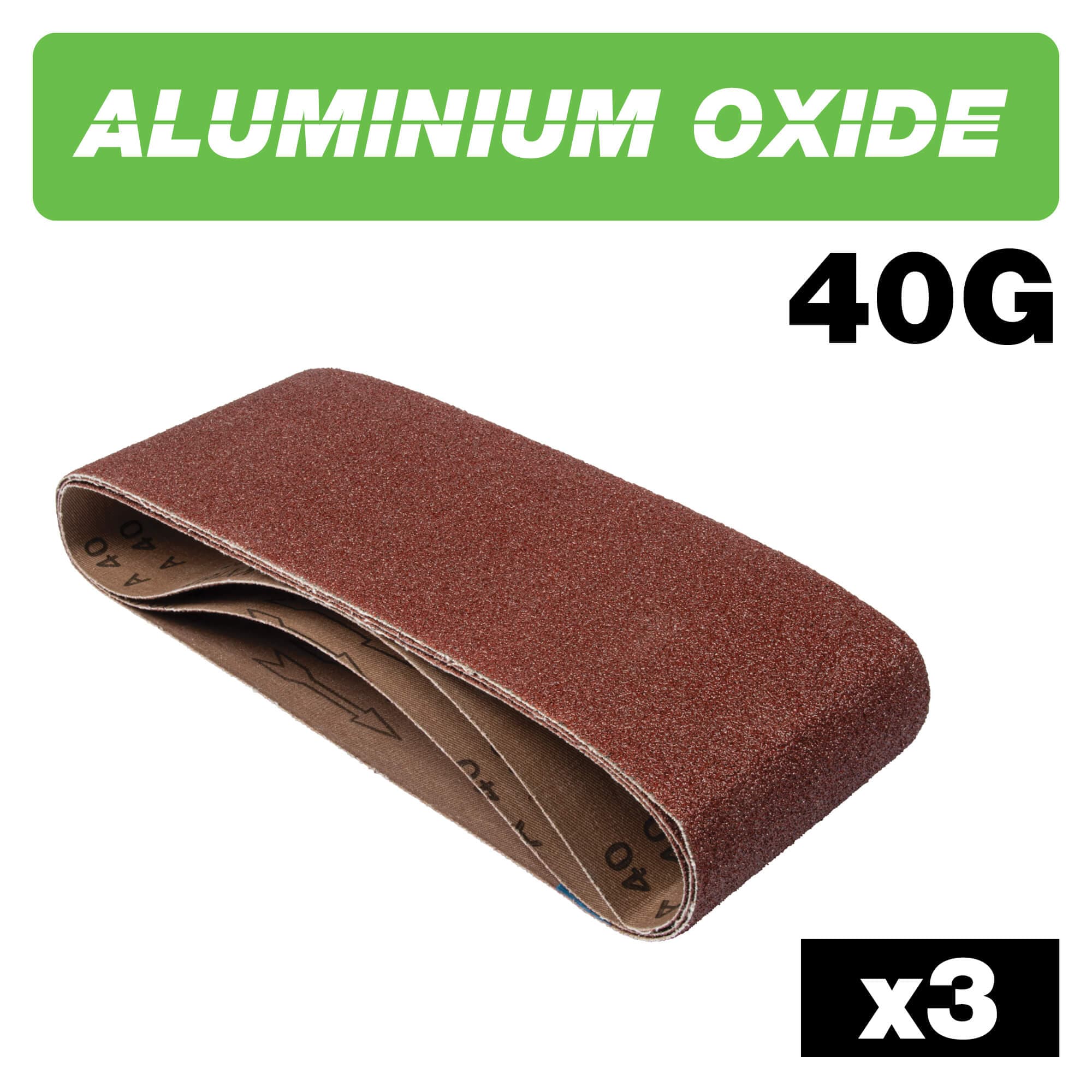Trend Aluminium Oxide Sanding Belt 40 Grit 100Mm X 610Mm 3Pc Pack 1 AB/B100/40A