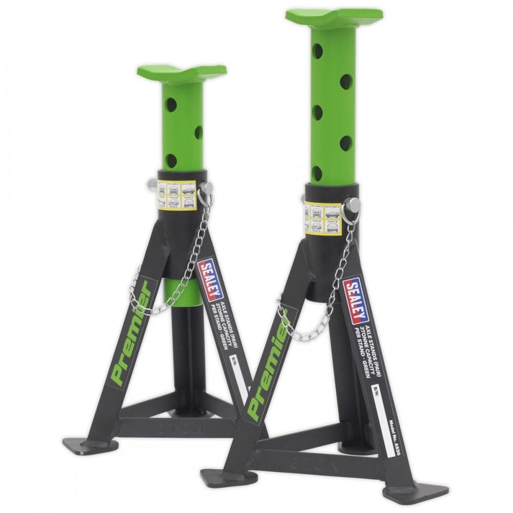 Sealey AS3G Axle Stands (Pair) 3 Tonne Capacity Per Stand - Green