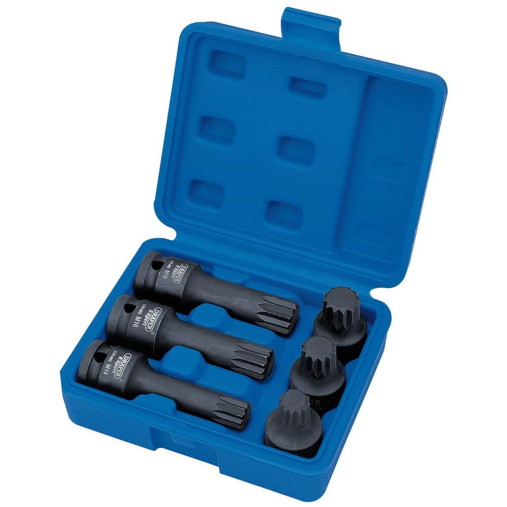 Draper Expert 28881 Impact Spline Bit Set 1/2in Sq. Dr. (6 Piece) per set