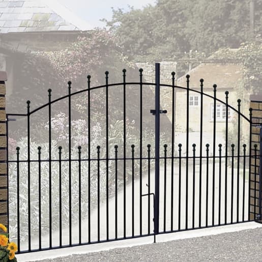 Manor Ball Top Metal Driveway Gates 2743mm GAP x 1220mm High Zinc & Powder MAZP16